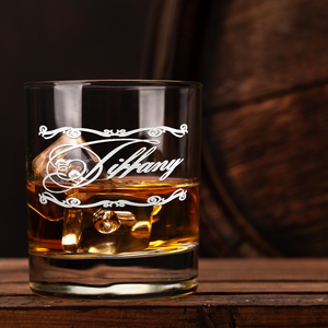 Personalized Scroll Script Whiskey Glass