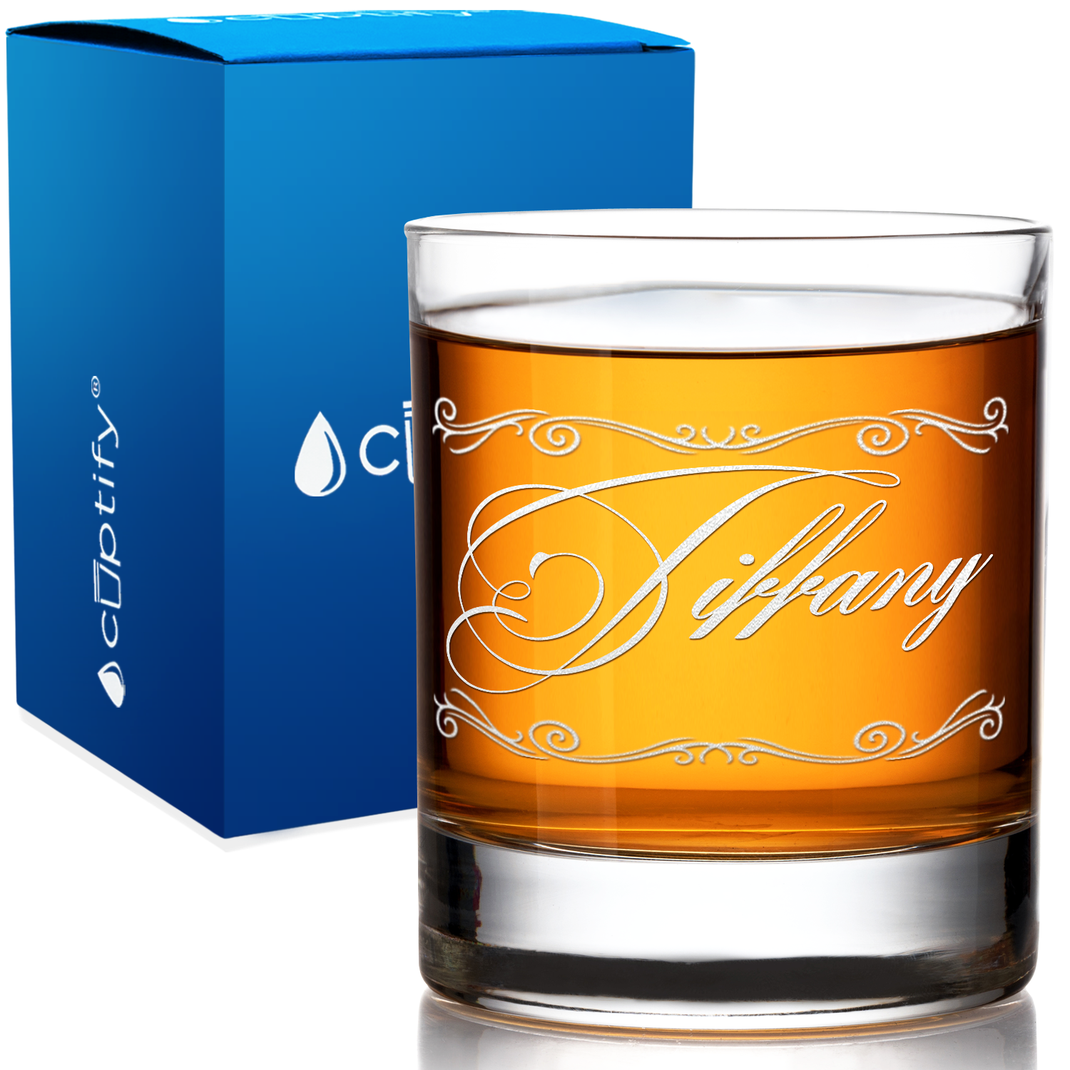 Personalized Scroll Script Whiskey Glass