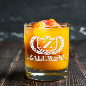 Personalized Monogram with Laurels Whiskey Glass