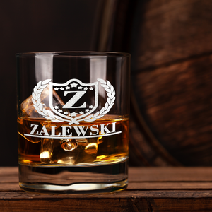 Personalized Monogram with Laurels Whiskey Glass