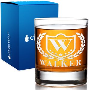 Personalized Monogram with Laurels Whiskey Glass