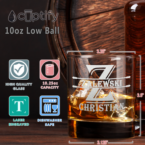 Personalized Initial Block Surname Whiskey Glass