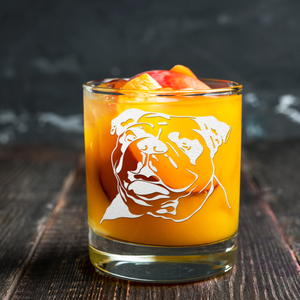 Bulldog Head on 10.25oz Whiskey Glass