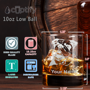 Personalized Bulldog Head on 10.25oz Whiskey Glass