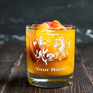 Personalized Dachshund Head on 10.25oz Whiskey Glass