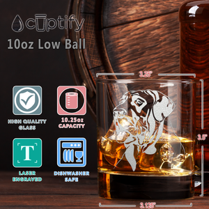 Great Dane Head on 10.25oz Whiskey Glass