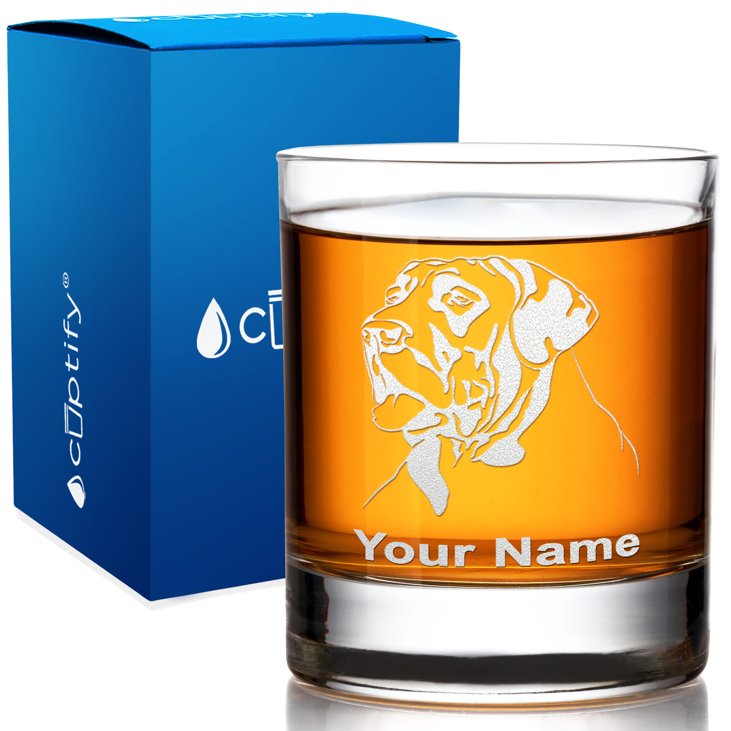 Personalized Great Dane Head on 10.25oz Whiskey Glass