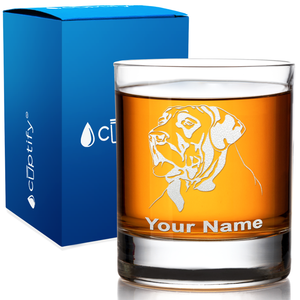 Personalized Great Dane Head on 10.25oz Whiskey Glass