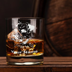 Personalized Miniature Schnauzer Head on 10.25oz Whiskey Glass