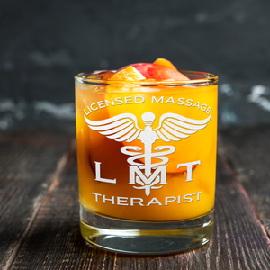 LMT Licensed Massage Therapist on 10.25oz Whiskey Glass
