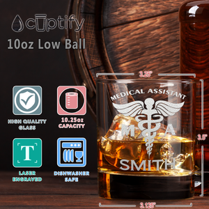 Personalized MA Medical Assistant on 10.25oz Whiskey Glass