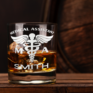 Personalized MA Medical Assistant on 10.25oz Whiskey Glass