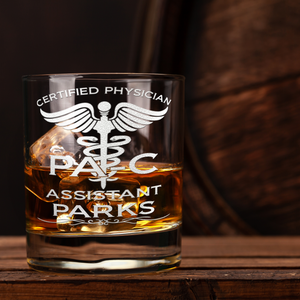 Personalized PA-C Certified Physician Assistant on 10.25oz Whiskey Glass