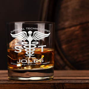 Personalized ST Surgical Technologist on 10.25oz Whiskey Glass