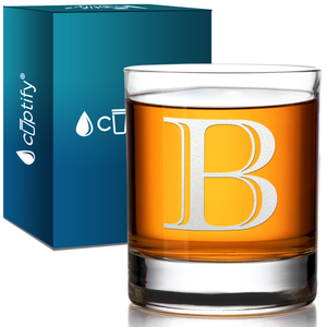  Monogram Initial Letter on 10.25 oz Rocks Old Fashioned Glass