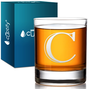  Monogram Initial Letter on 10.25 oz Rocks Old Fashioned Glass
