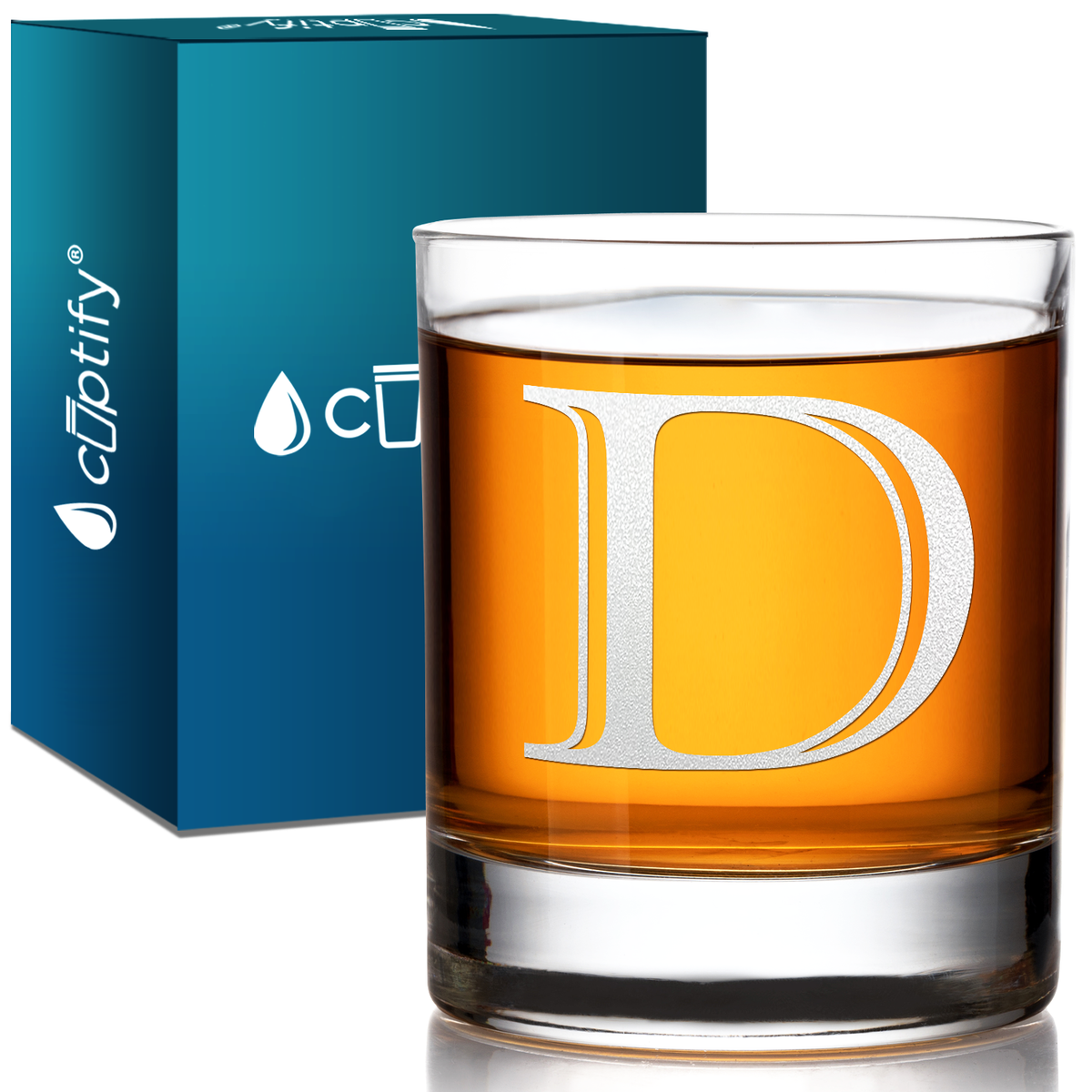  Monogram Initial Letter on 10.25 oz Rocks Old Fashioned Glass