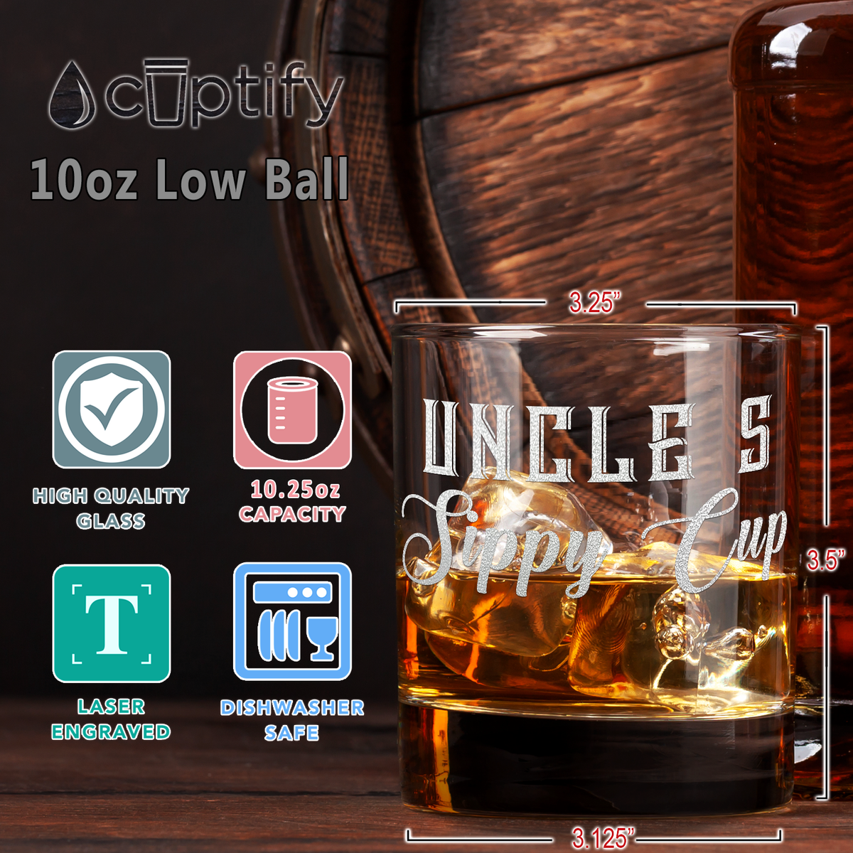 Uncle's Sippy Cup 10.25oz Whiskey Glass