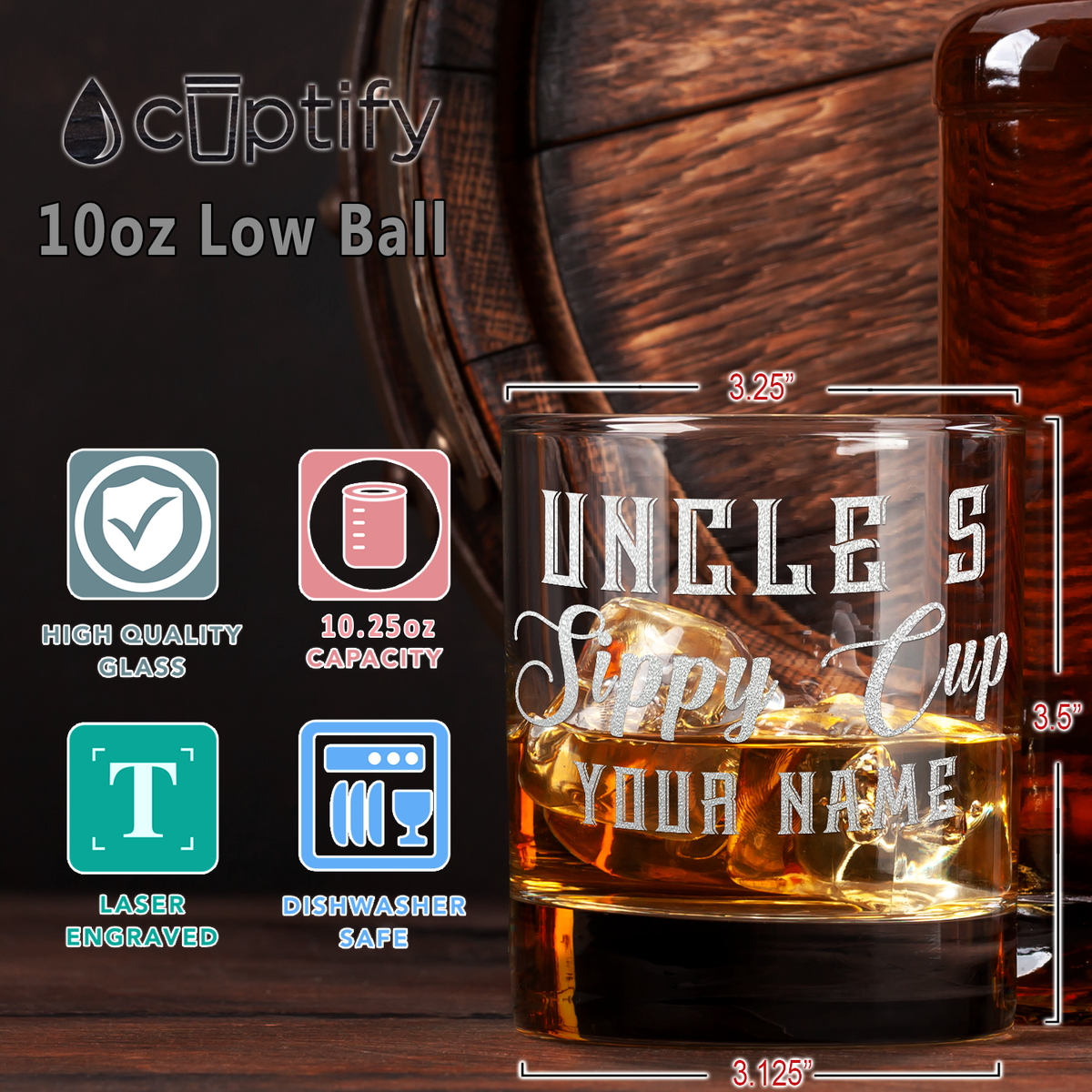 Personalized Uncle's Sippy Cup 10.25oz Whiskey Glass