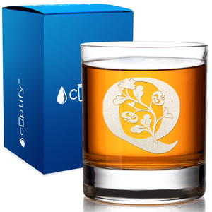 Monogram Blooming Floral Initial Letter on 10.25 oz Old Fashioned Glass