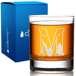 Monogram Forest Initial Letter on 10.25 oz Old Fashioned Glass