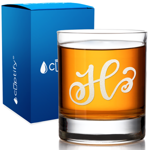 Monogram Curly Initial Letter on 10.25oz Whiskey Glass