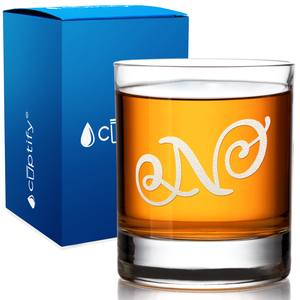 Monogram Curly Initial Letter on 10.25 oz Old Fashioned Glass