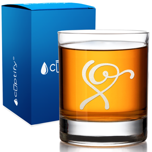 Monogram Curly Initial Letter on 10.25 oz Old Fashioned Glass