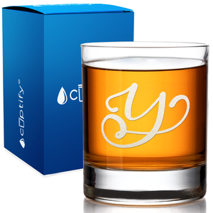 Monogram Curly Initial Letter on 10.25oz Whiskey Glass
