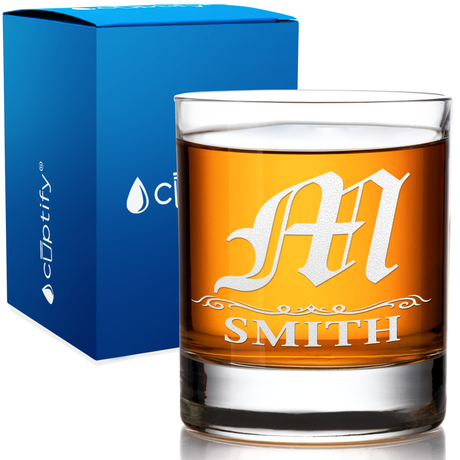 Personalized Gothic Initial 10.25oz Whiskey Glass