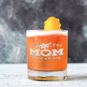 Mom the Heart of the Family on 10.25oz Whiskey Glass