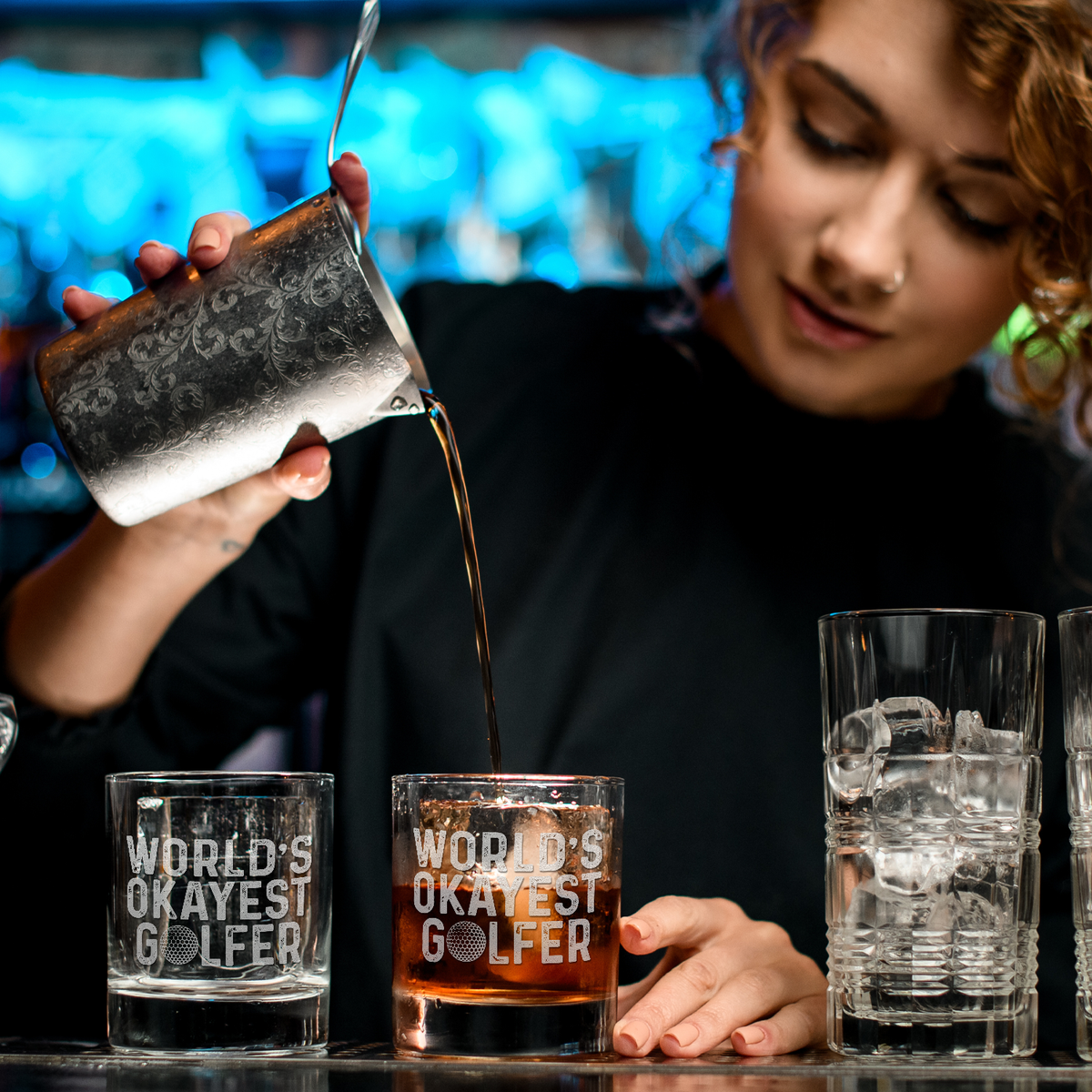 World's Okayest Golfer on 10.25oz Whiskey Glass