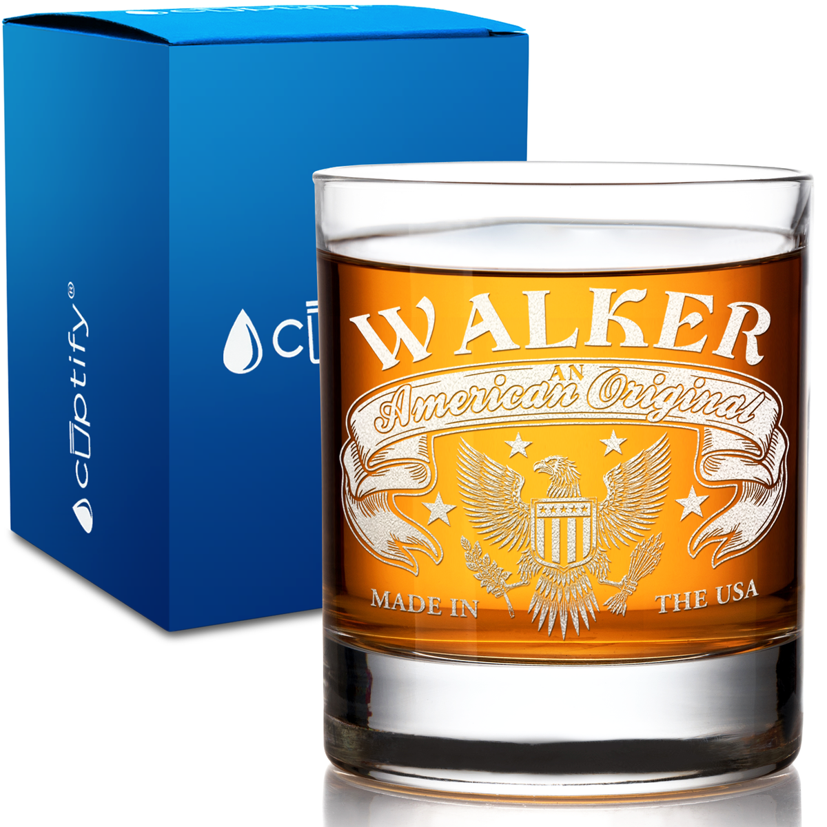 Personalized American Orignal Made In The USA on 10.25oz Whiskey Glass