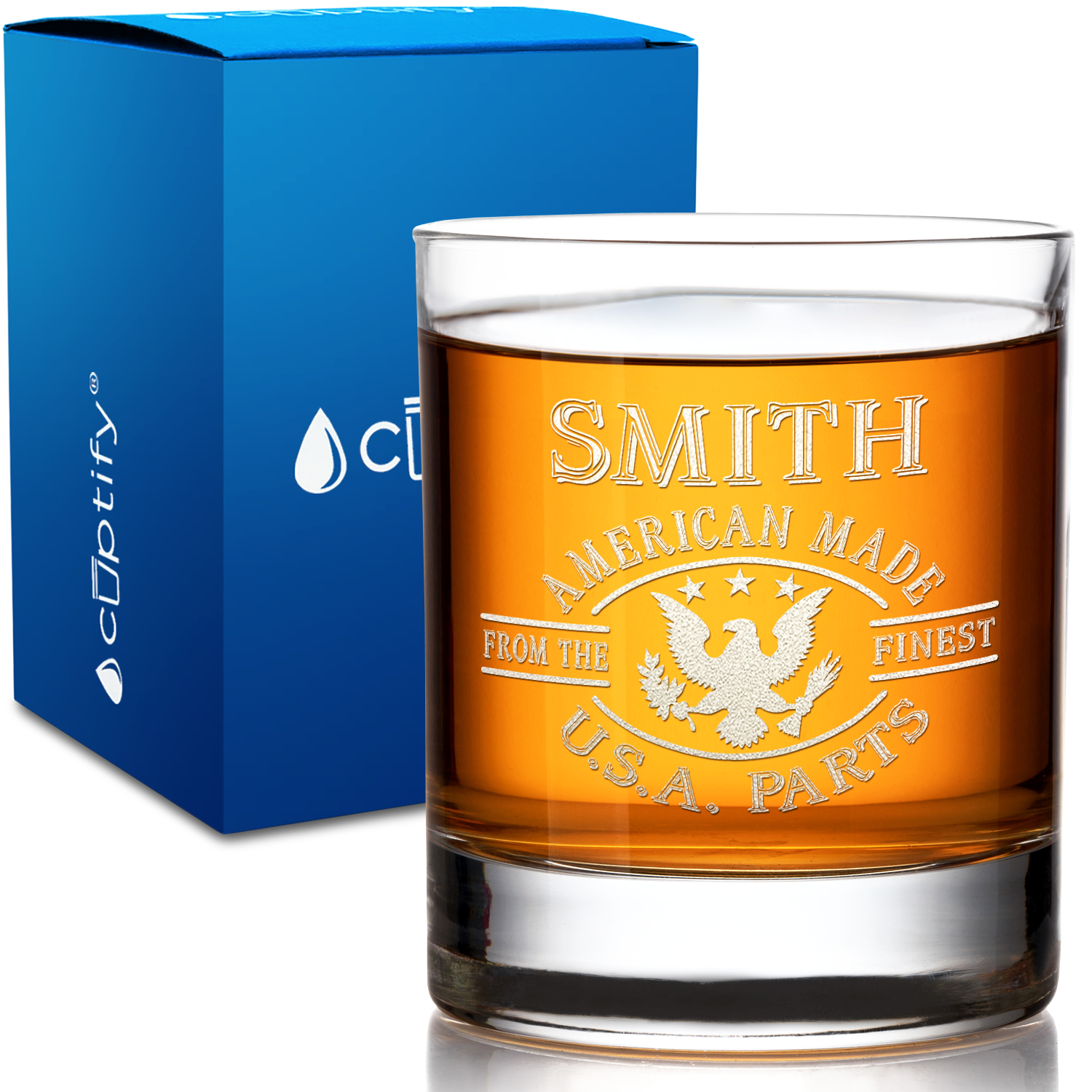 Personalized American From the Finest USA Parts on 10.25oz Whiskey Glass