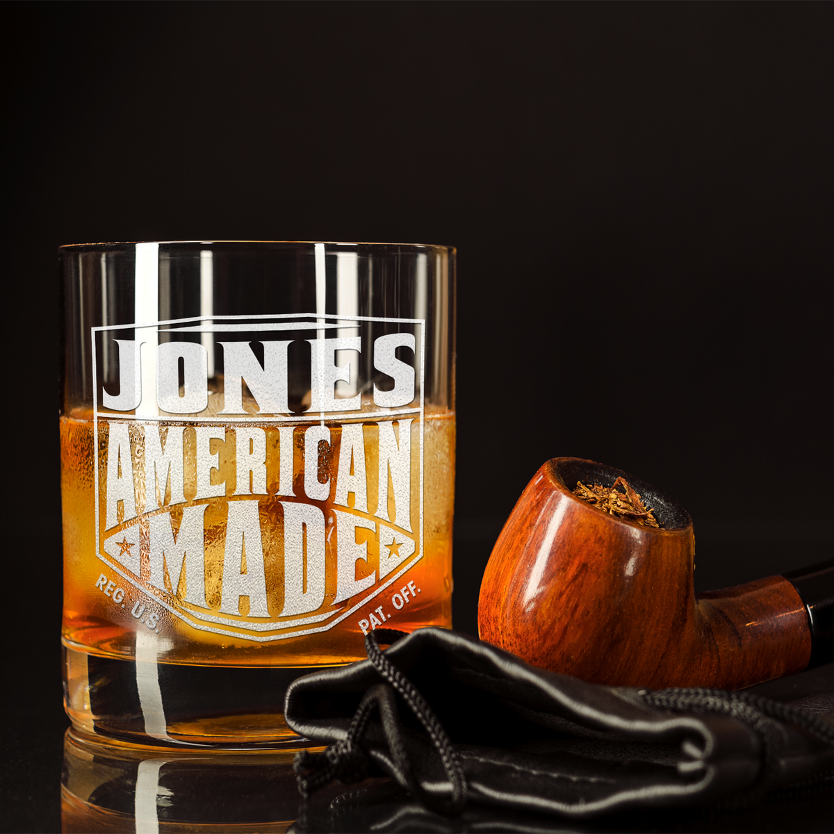 Personalized American Made on 10.25oz Whiskey Glass