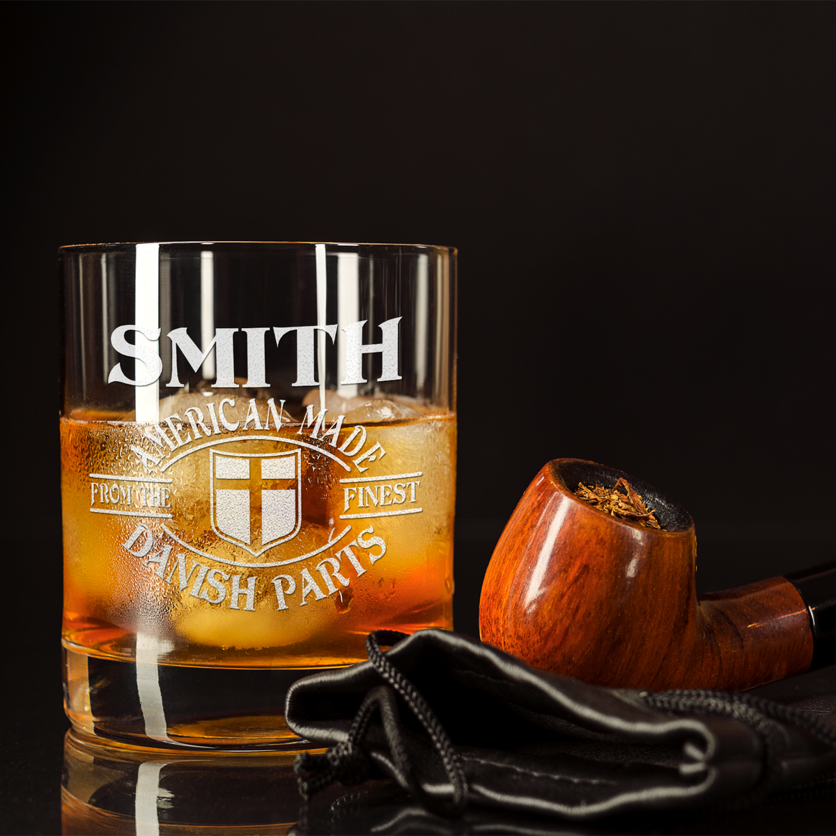 Personalized American From the Finest Danish Parts on 10.25oz Whiskey Glass