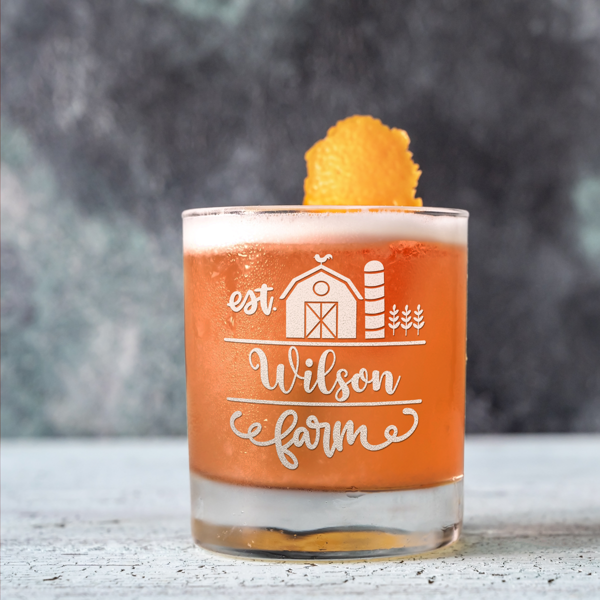 Personalized Family Farm Established on 10.25oz Whiskey Glass