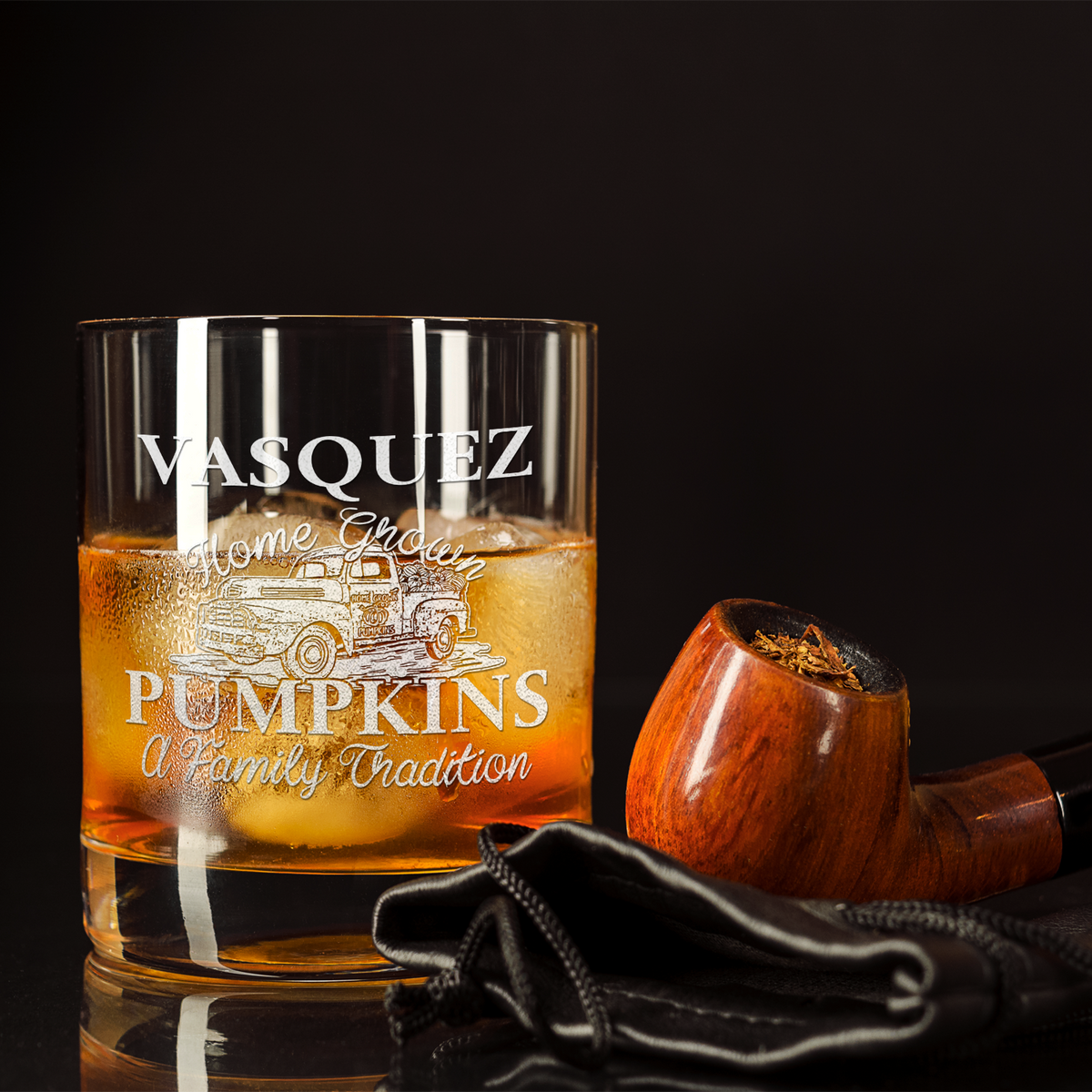 Personalized Home Grown Pumpkins on 10.25oz Whiskey Glass