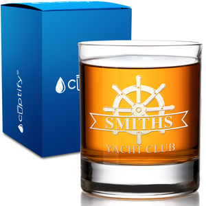 Personalized Yacht Club Wheel on 10.25oz Whiskey Glass