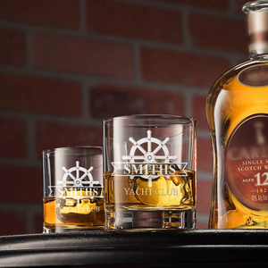 Personalized Yacht Club Wheel on 10.25oz Whiskey Glass