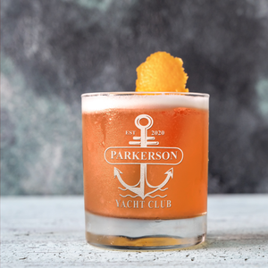 Personalized Yacht Club Anchor on 10.25oz Whiskey Glass