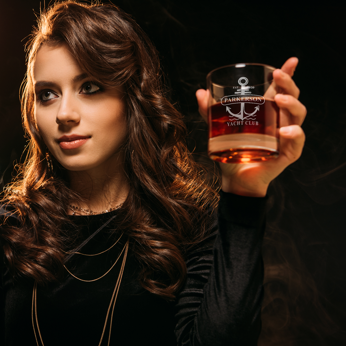 Personalized Yacht Club Anchor on 10.25oz Whiskey Glass