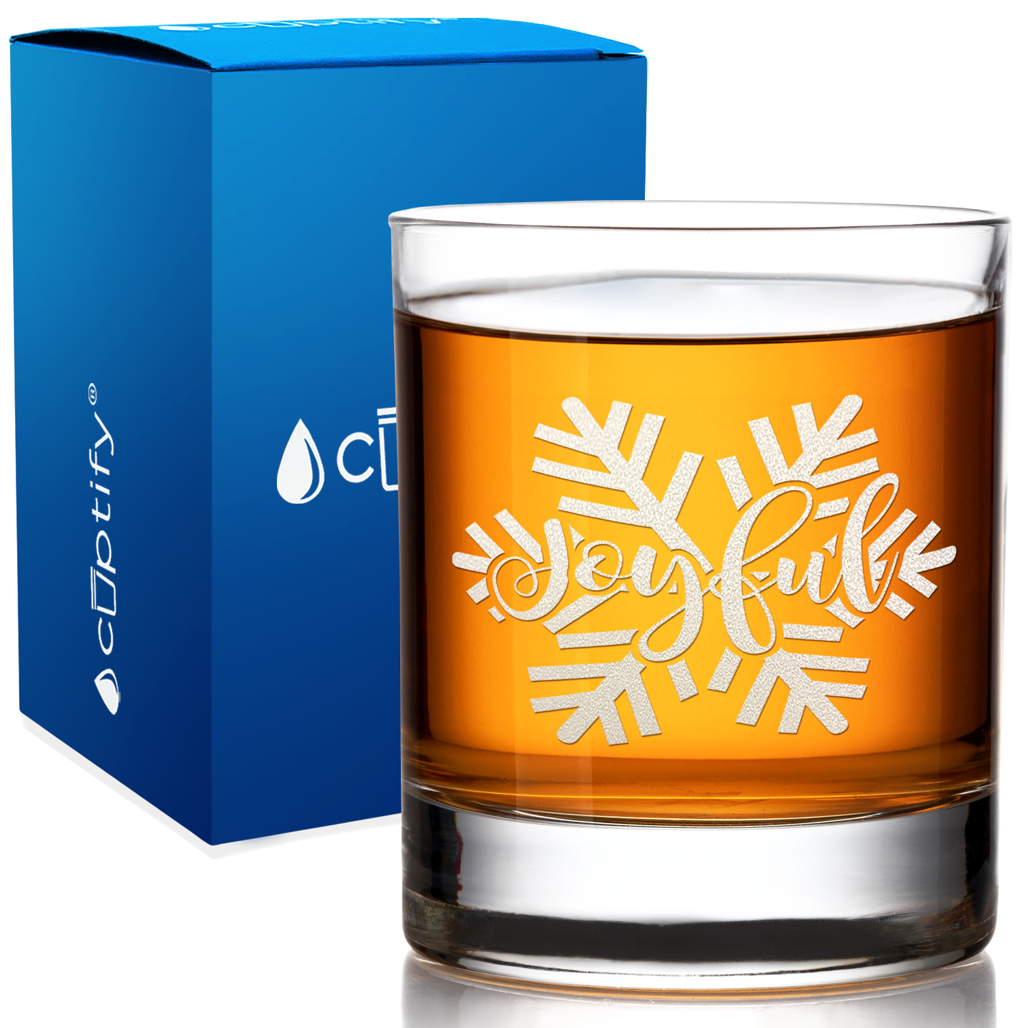 Joyful Snow Flake on 10.25oz Whiskey Glass