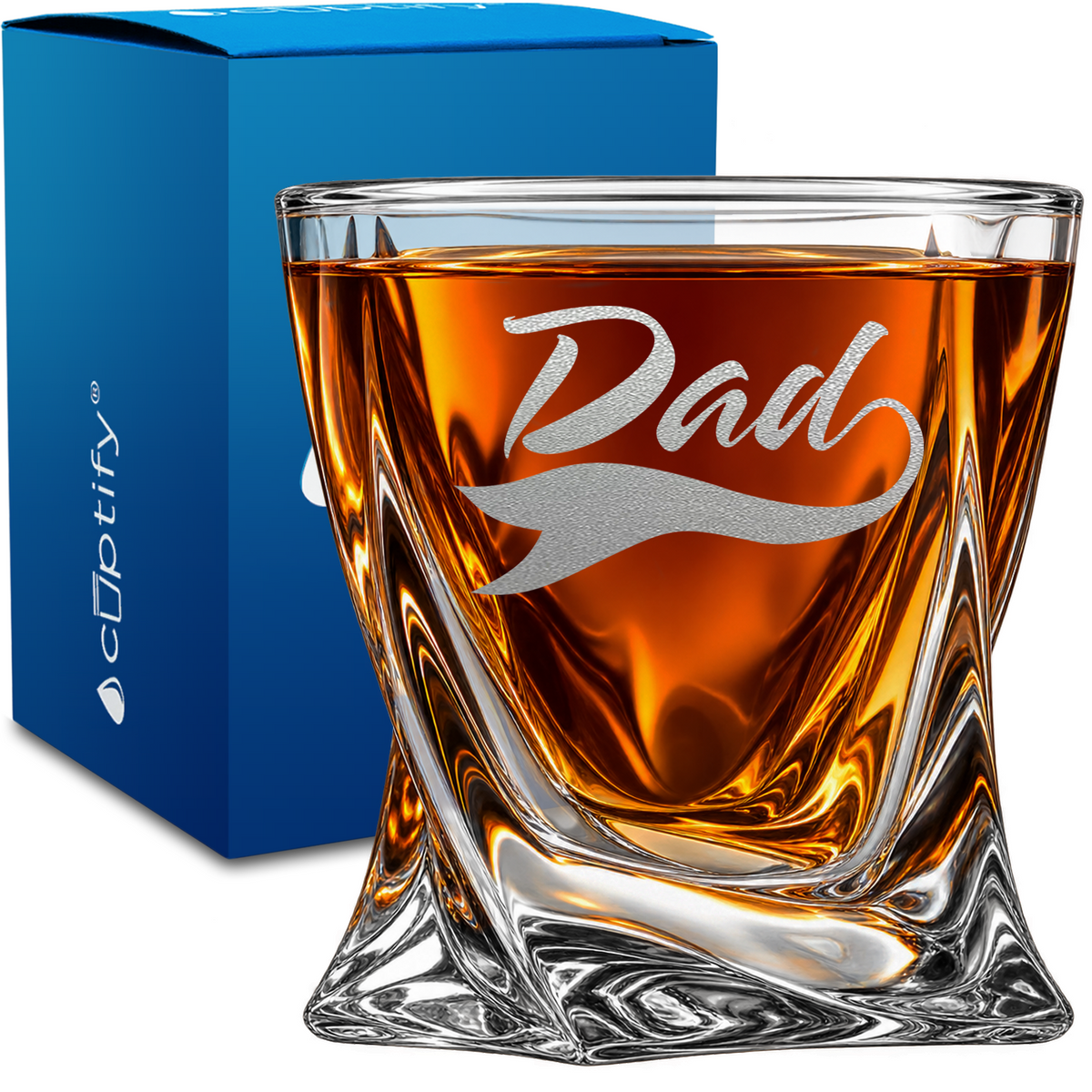 Dad design on 10oz Twisted Whiskey Glass