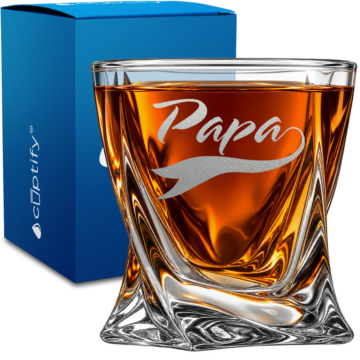 Papa design on 10oz Twisted Whiskey Glass