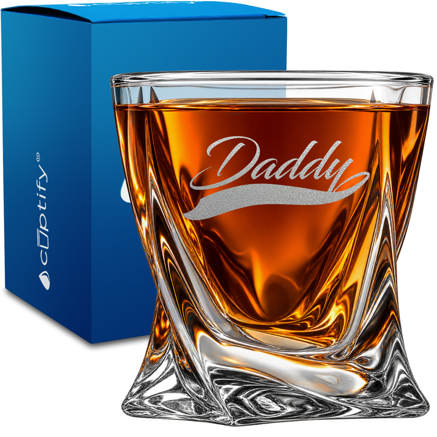 Daddy design on 10oz Twisted Whiskey Glass