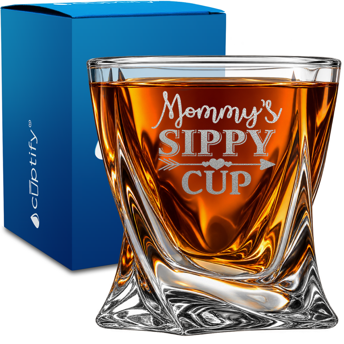 Mommy's Sippy Cup  Arrow design on 10oz Twisted Whiskey Glass