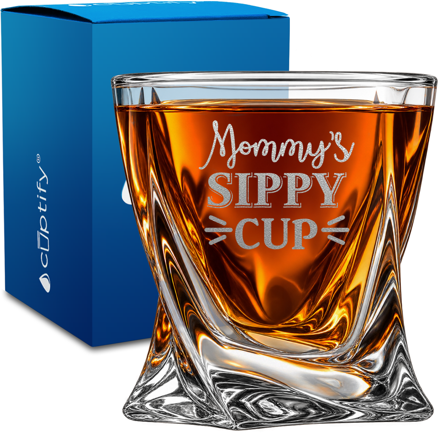 Mommy Sippy Cup design on 10oz Twisted Whiskey Glass