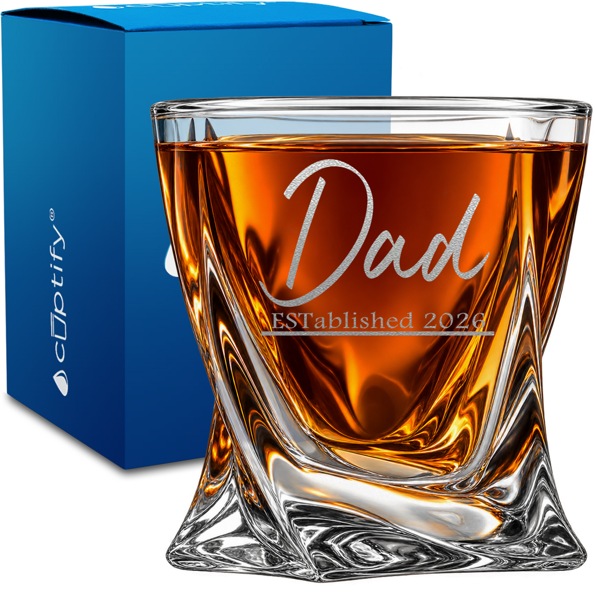 Dad Established design on 10oz Twisted Whiskey Glass