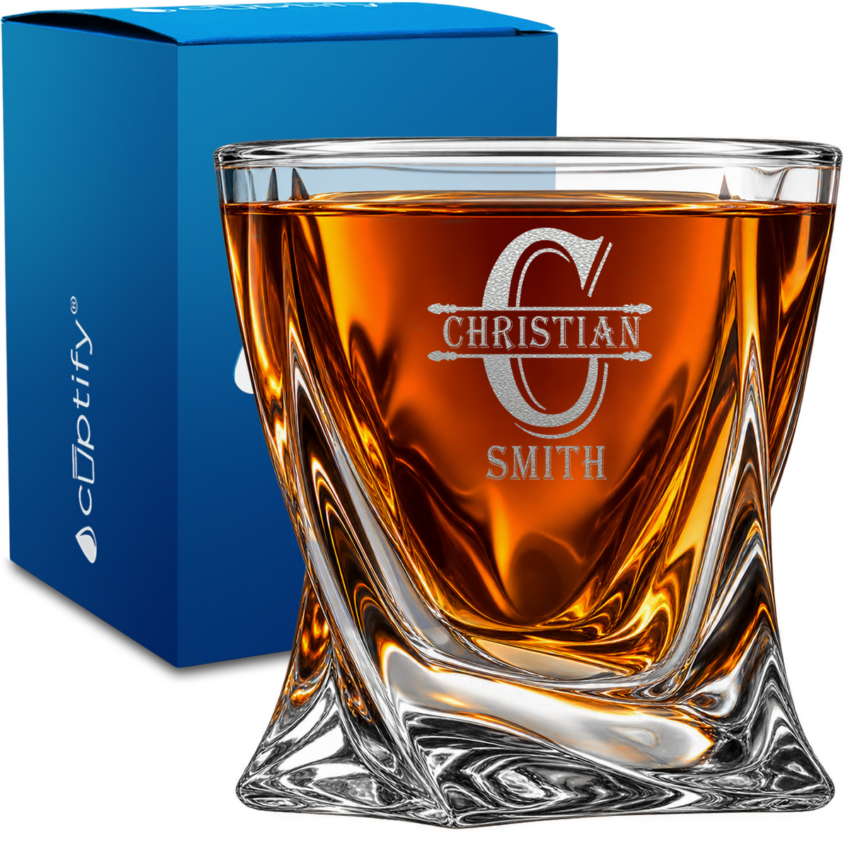 Personalized Initial Block Whiskey Glass